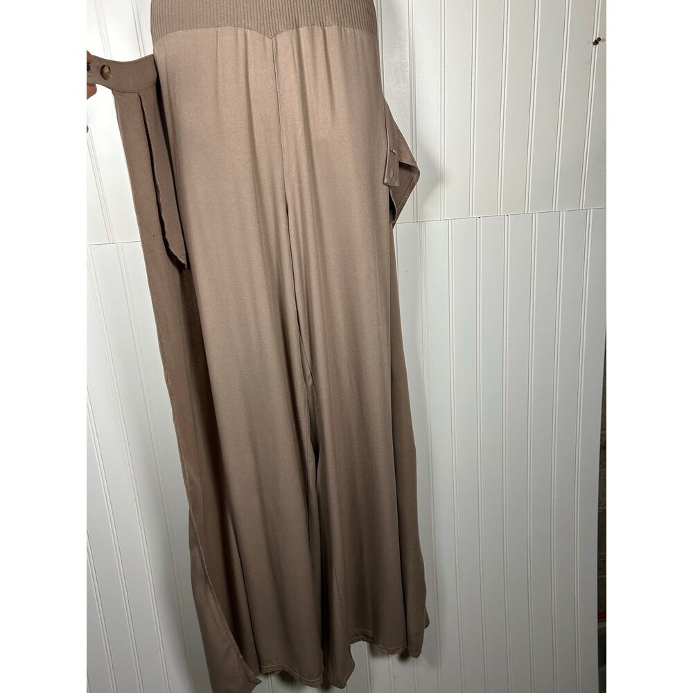 ZARA compound wrab jumpsuit wide legs sleeveless cotton beige women’s Sz M NWOT - Picture 13 of 13